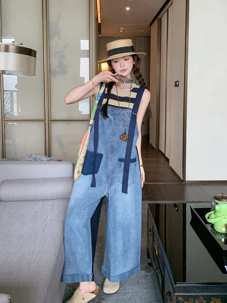 

Повседневные женские джинсы с высокой талией и широкими штанинами, летние, новые, тонкие, из денима, комбинезон-дизайн, модные, в стиле колледж, цветные, длинные, стройнящие