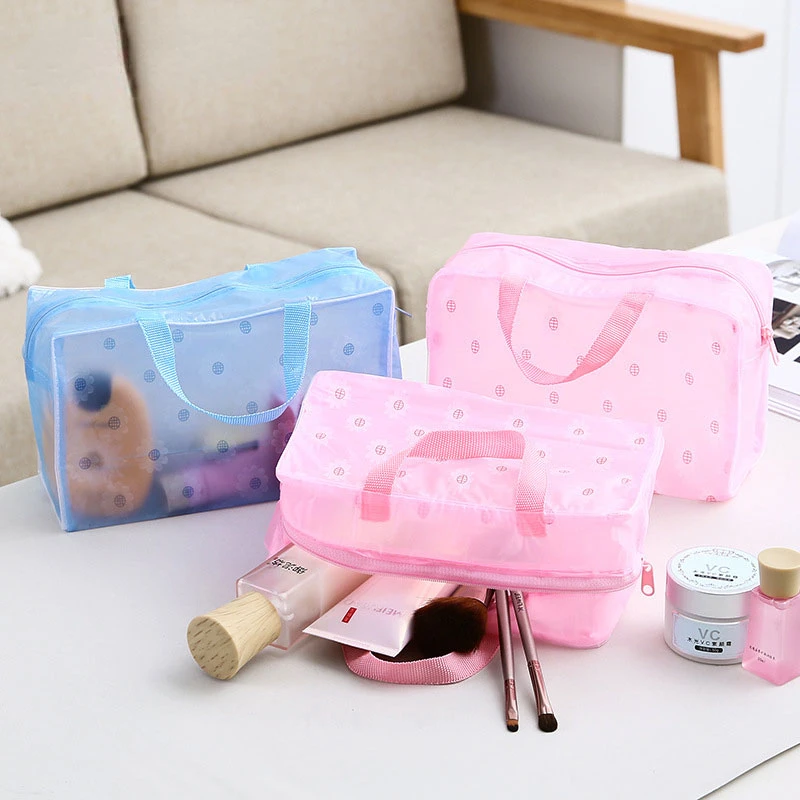 Waterproof Large Capacity PVC Cosmetic Storage Bag Floral Transparent Wash Bag Creative Home Travel Compression Shower Bag