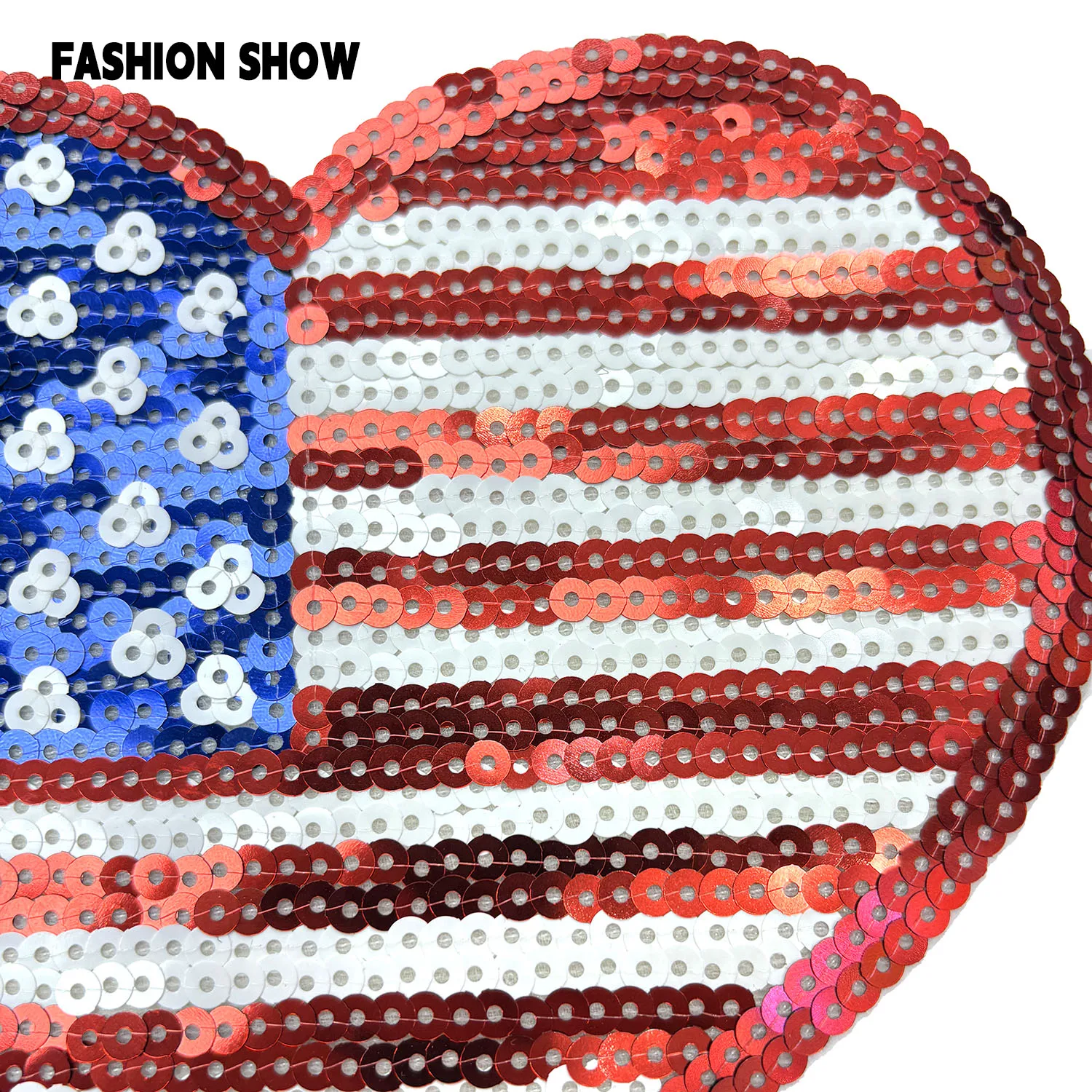 Flag Heart-Shaped Five-Pointed Star Sequin Embroidery Patch, Iron-On or Hand-Sewn, Clothing DIY Accessories, Sweatshirt T-Shirt Sweater Hat Decoration Patch