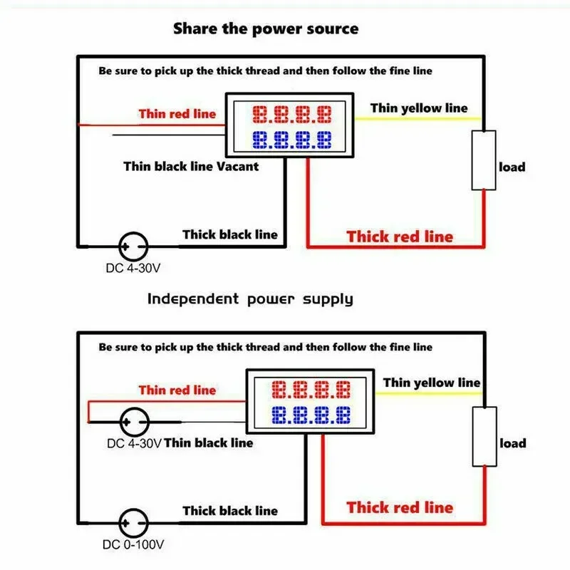 Voltage Amps Power Meter Voltmeter Ammeter W/Connecting Line 100% Brand New 3 Digit DC 100V 10A Digital Dual LED