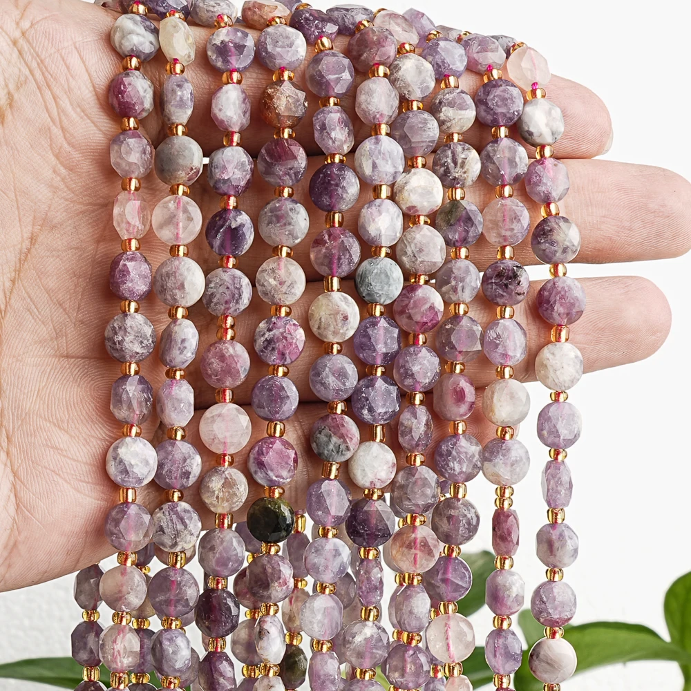 7-8 مللي متر Moonstone Morganite Iolite الأوجه الخرز المستديرة لصنع المجوهرات قلادة سوار DIY بها بنفسك الأحجار الكريمة فضفاض الخرز #6