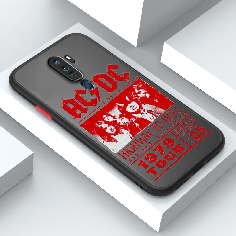 Music acdc Cool For OPPO A98 A96 A94 A78 A77 A76 A74 A72 A57 A56 A55 A53 Frosted Translucent Hard Phone Case