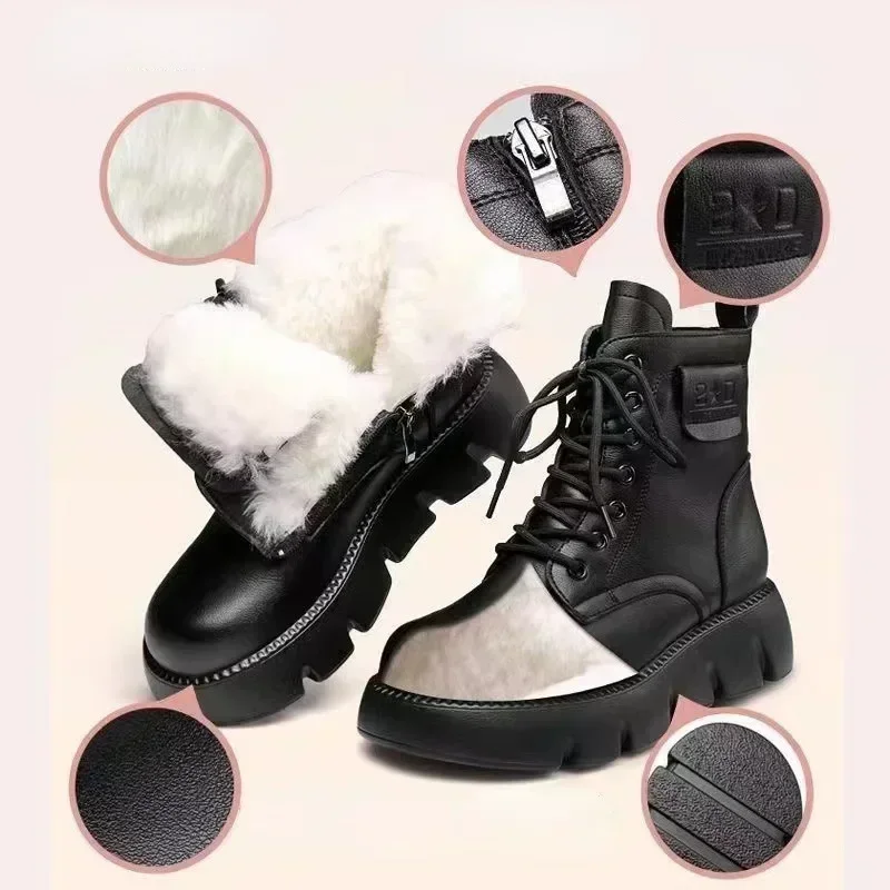 Non-slip Female 2024 Winter Ankle Boots Mid-calf Cotton Boots Thick-soled Padded Women Shoes Short Plush Female Warm Short Boots