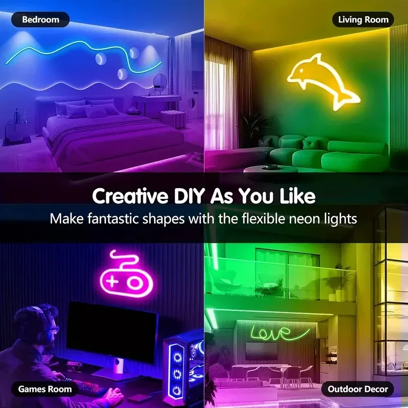 5V SMD 3535 LED Neon Lamp with Infrared Remote Control, Multi-color Lighting, Holiday Parties, Home Decoration RGB Dimming