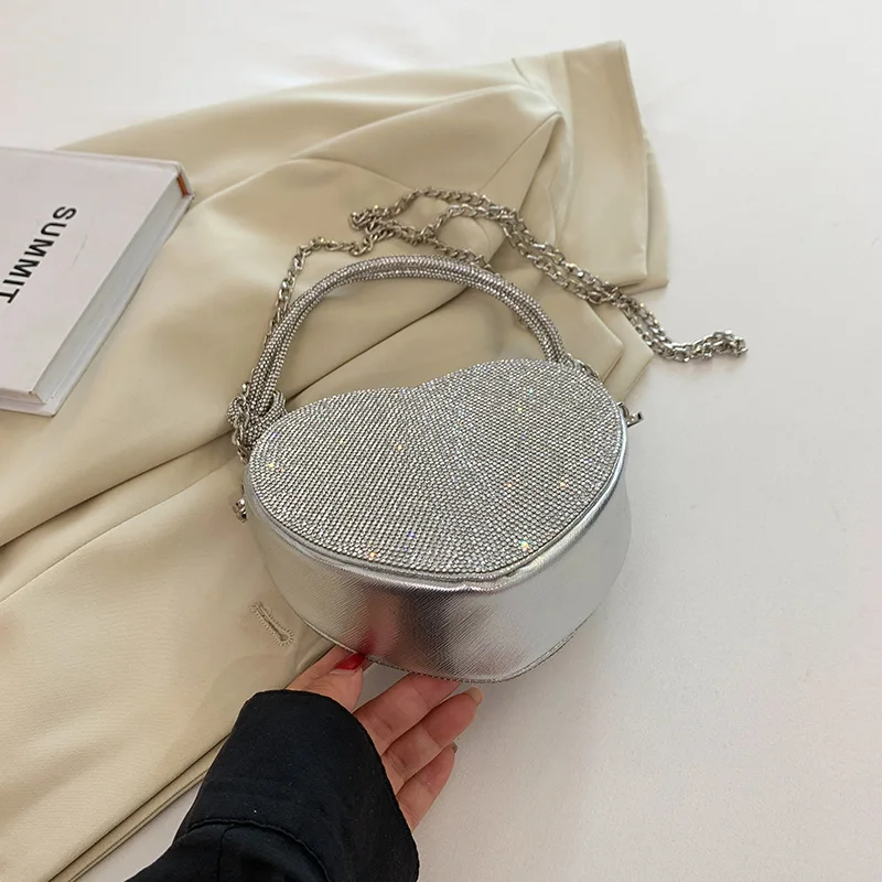 Knoten Griff Strass Abend Clutch Tasche Luxus Designer Kristall Diamanten Handtasche Geldbörse niedlichen Liebe Herz Umhängetasche Mini – Detail 8