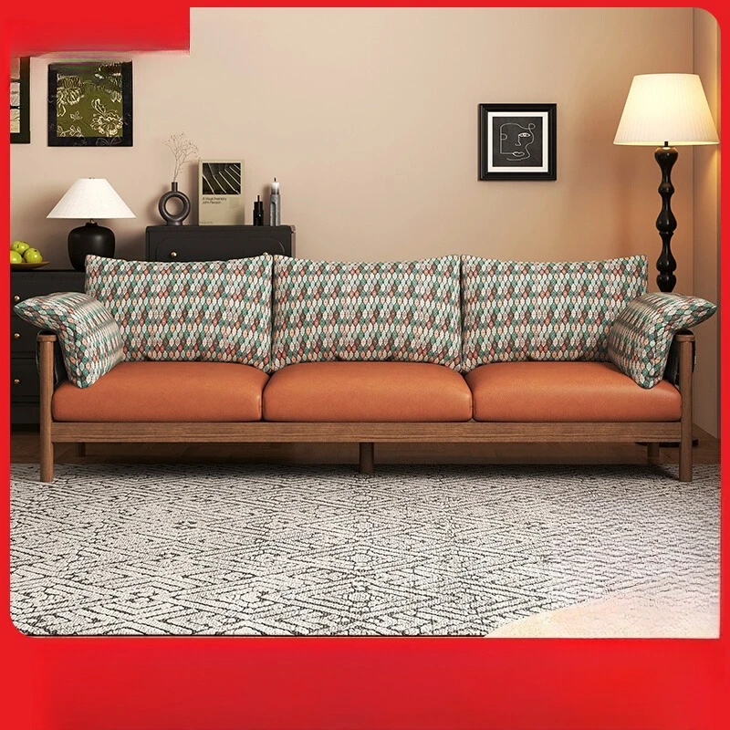 

American retro flower cloth sofa small apartment living room apartment simple casual colsolid woodor matching technology cloth