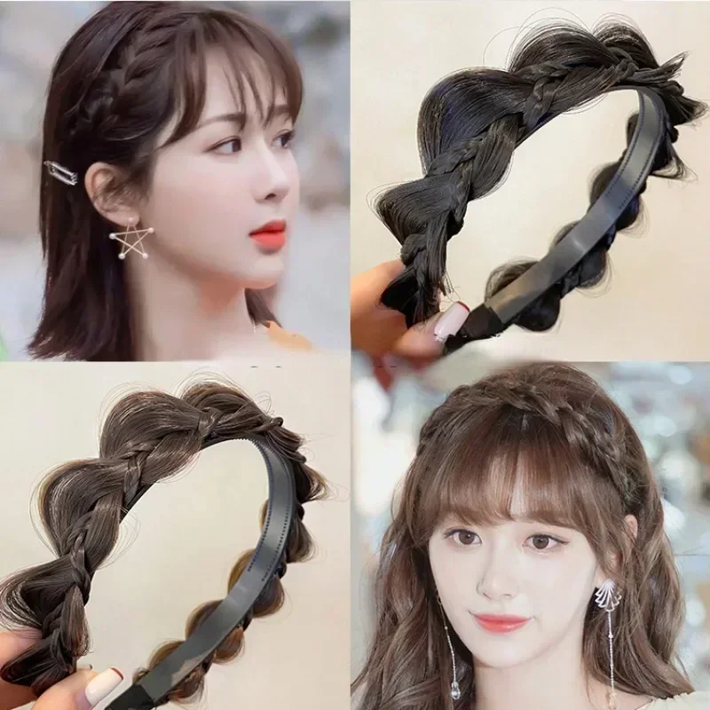 

Fishbone Braid Hairband Women Fake Hair Headband One Piece Braided Hair Clip Head Wrap Hair Accessories
