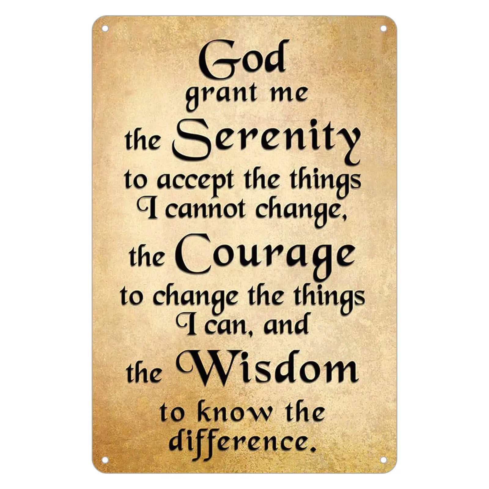 Serenity Prayer Wall Decor, Positive Inspiring Quote Vintage Retro Tin Metal Signs for Home 8 x 12 inches