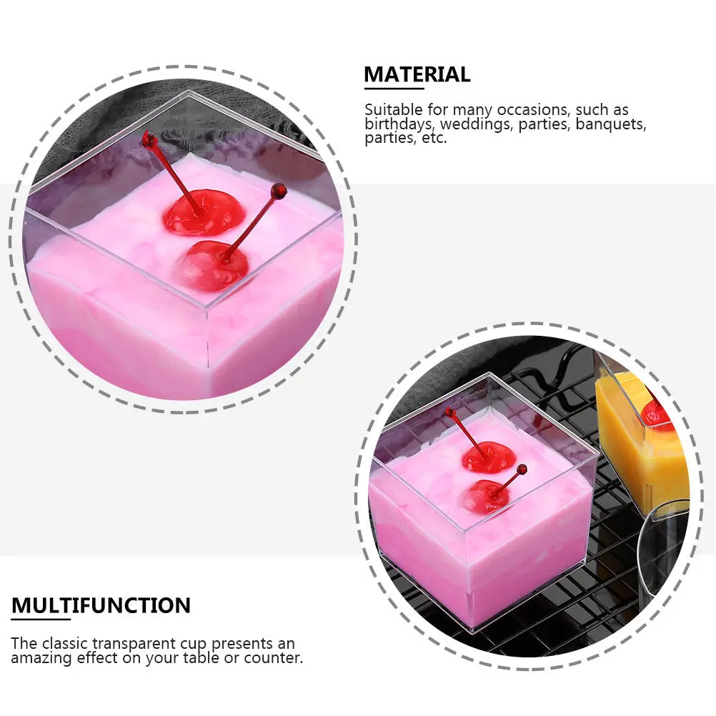 

50Pcs Pudding Cups Transparent Plastic Dessert Cups Disposable Ice Cream Serving Party Supply Plastic Pudding Cup