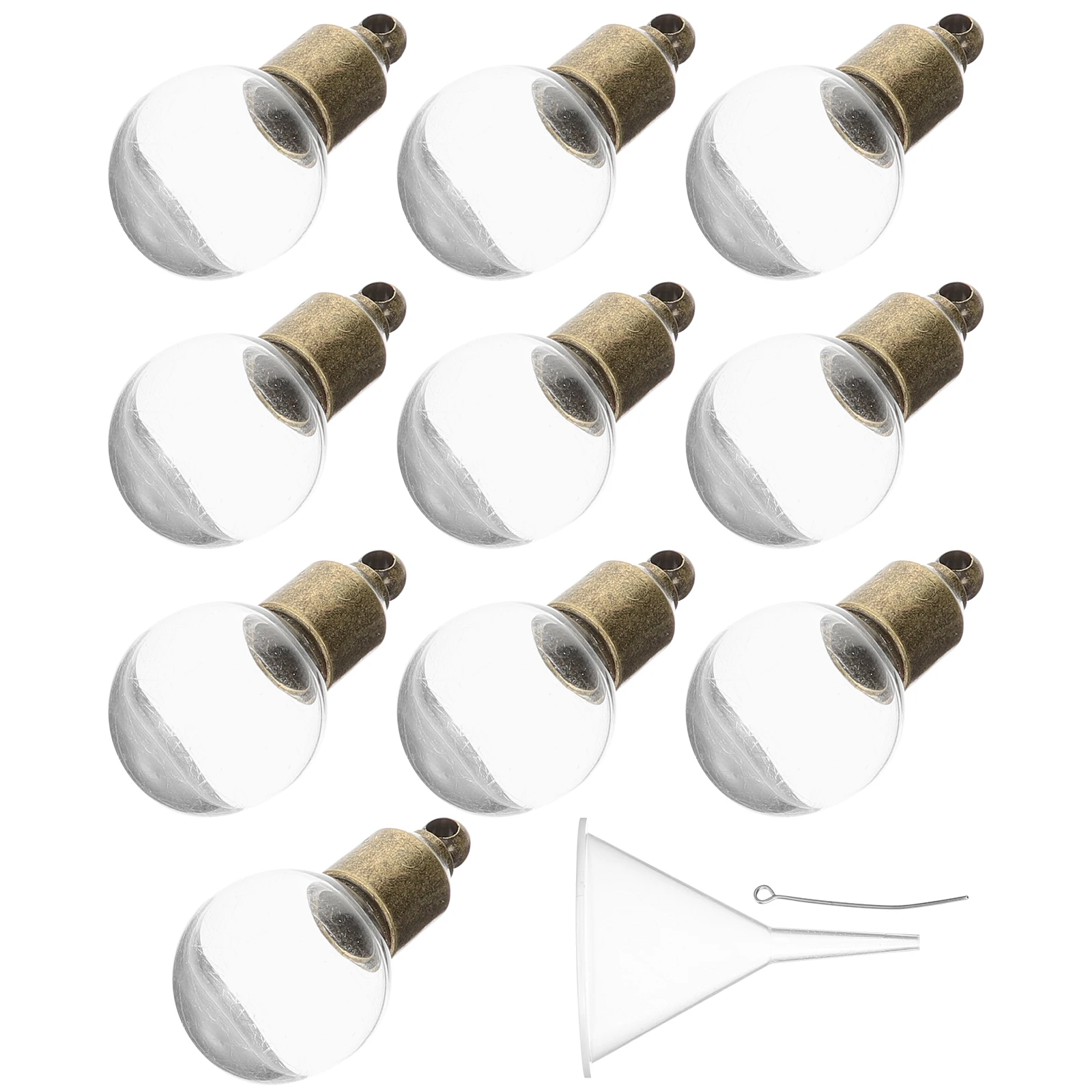

10 Pcs 6mm Round Bottom Glass Ball Pendant Bottle Charms Copper Screw Cap for DIY Crafts Jewelry Making