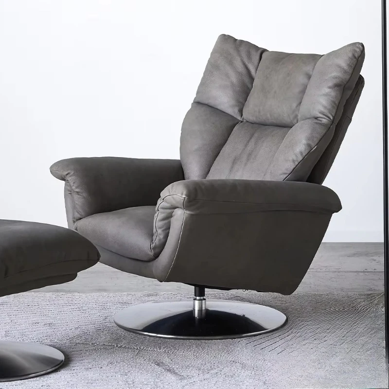 Armrest Leisure Chair Microfiber Leather Swivel Chair Living Room Bedroom Office Modern Light Luxury