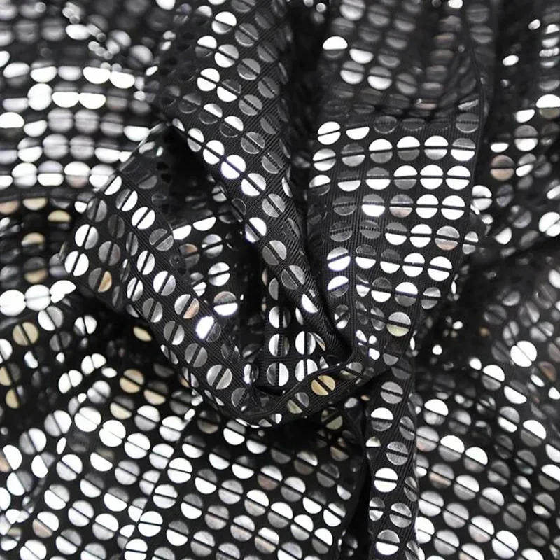 50/100cm Glitter Silver Mirror Sequin Fabric High Gloss Reflective Silver Background Stage Performance Dress Designer Fabric