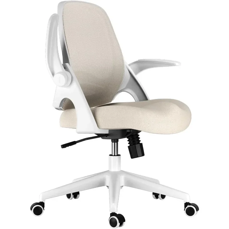 Hbada Office Chair, Desk Chair with Flip-Up Armrests and Saddle Cushion, Ergonomic Office Chair with S-Shaped Backrest, Swive