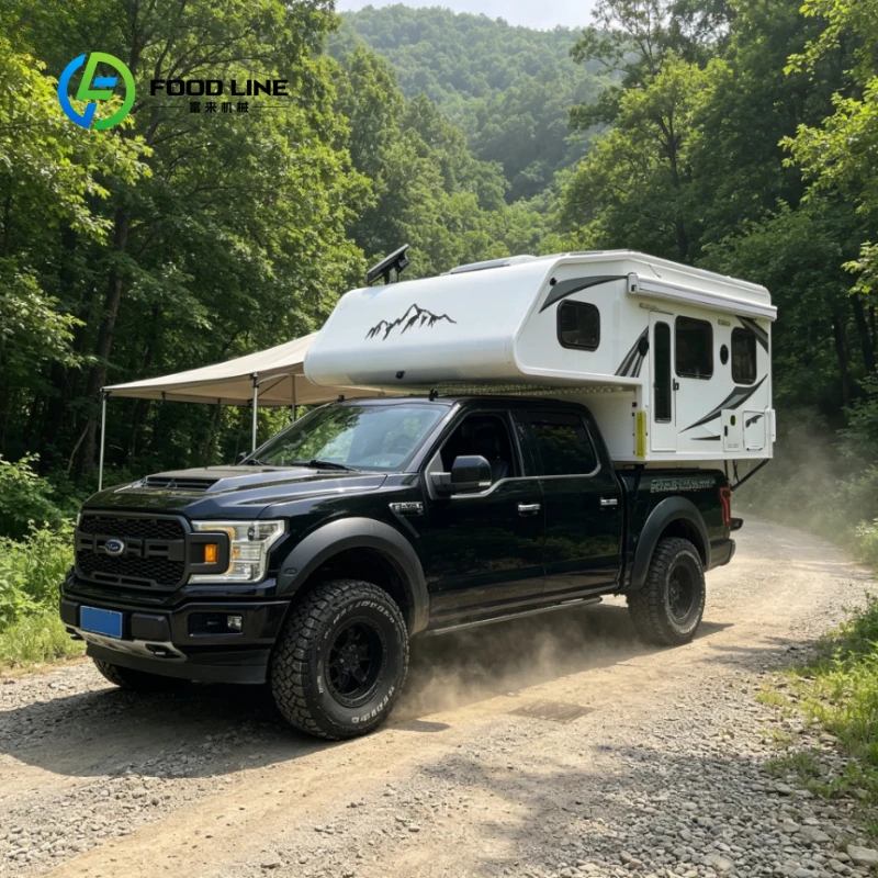 Customized Hard Roof Waterproof Pickup Truck Camper Travel Trailers with Kitchen for Outdoor Adventure Pickup Truck Camper