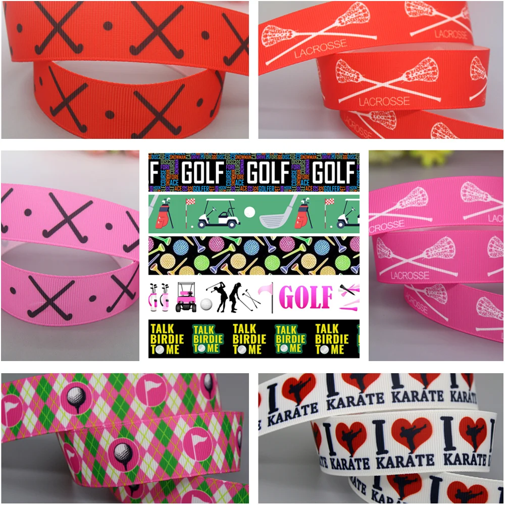 DHK 50 yardas Golf Hockey Lacrosse Karate cinta de grosgrain estampada accesorios decoración Collar DIY artesanía de costura S2576