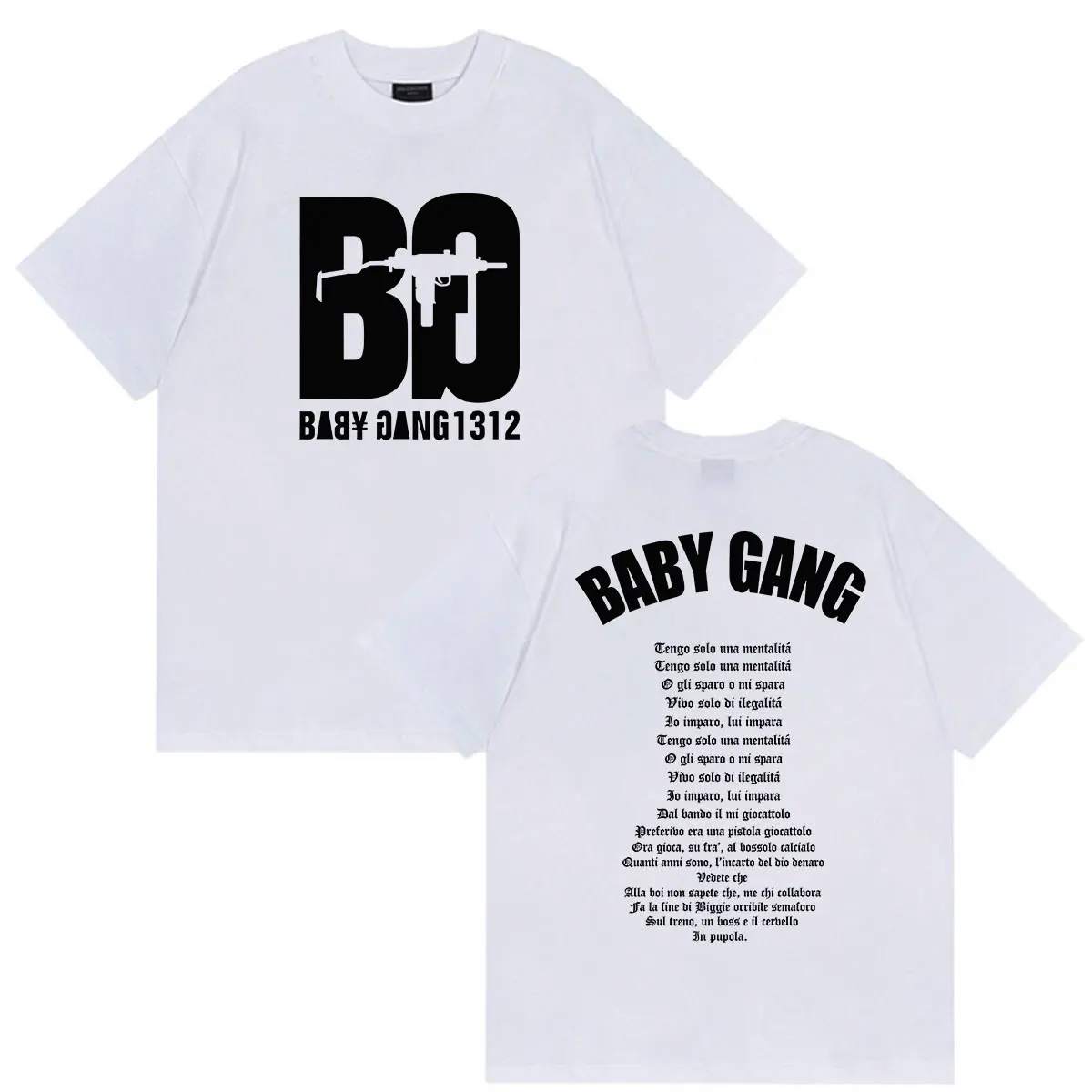 Rapper Baby Gang Album 2026 Grafik-T-Shirts Herren Vintage Mode Baumwolle Kurzarm T-Shirt Mann Hip Hop Lose Kleidung T-Shirt – Detail 3