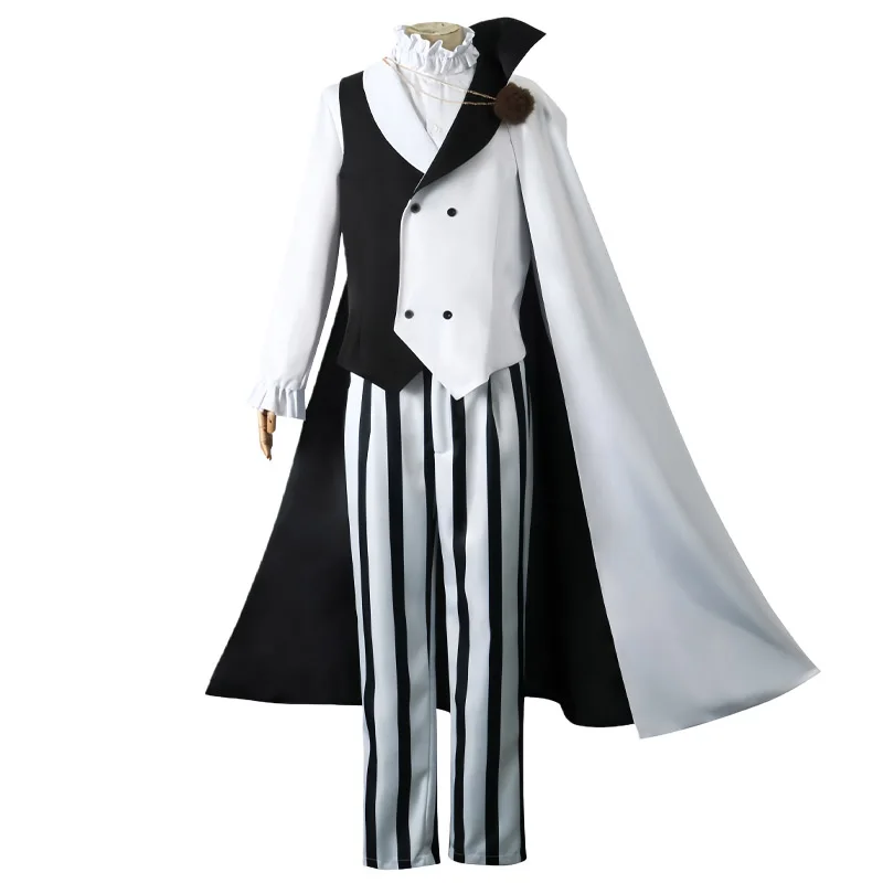 Anime Bungo Cosplay Stray Dogs Nikolai Gogol Cosplay Costumes Tops Vest Pants Cloak Eye Mask Gogol Suits Halloween Cos Adult Men view 3
