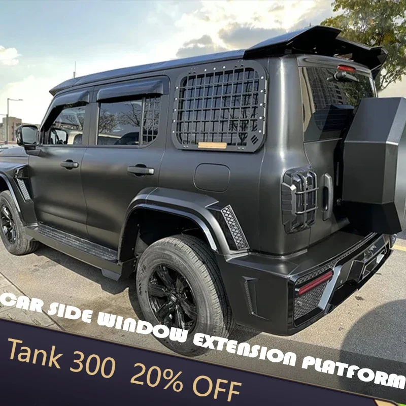 Fit for GWM Tank 300 Car Side Window Extension Platform Paste Accessories Rear Window Mech Mesh Change Decorative Accessories