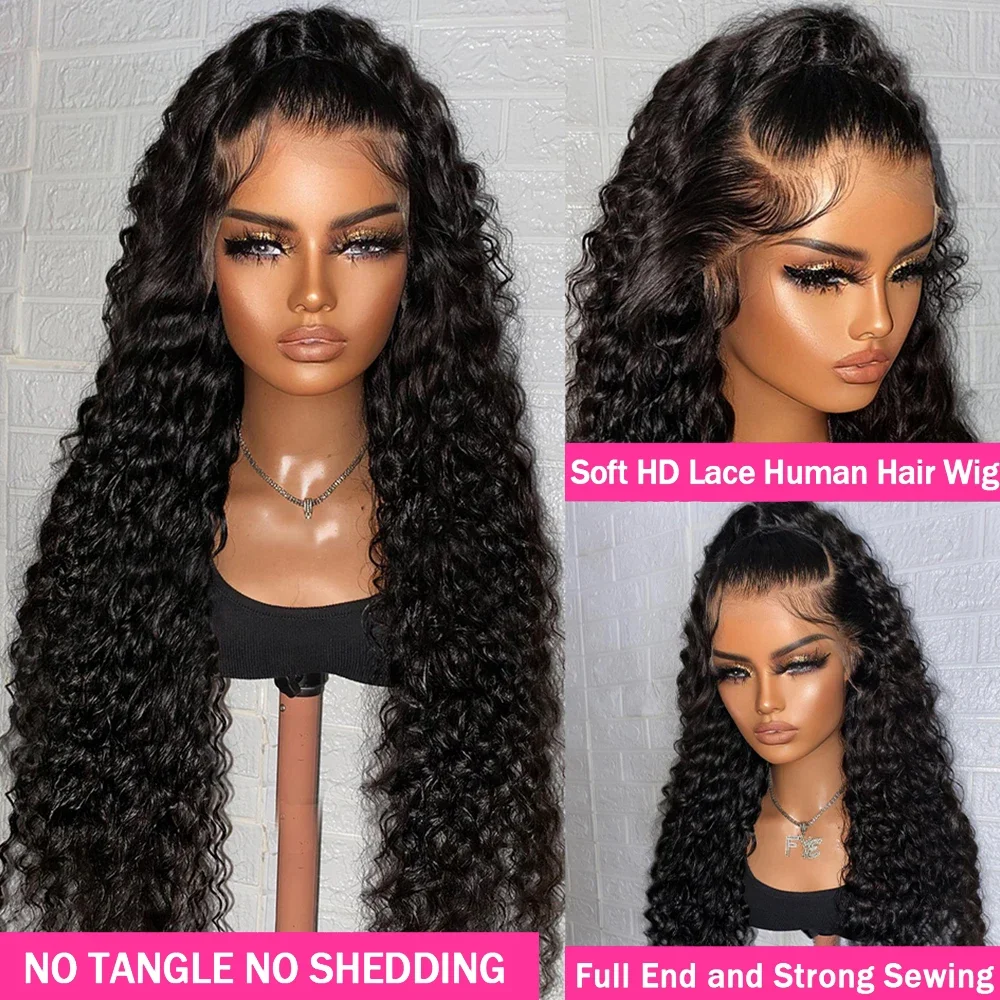 30 40 Inch Deep Wave Frontal Wig Transparent 13x4 13x6 Hd Lace Frontal Human Hair Wigs Water Curly  Lace Frontal Wigs For Women image 4