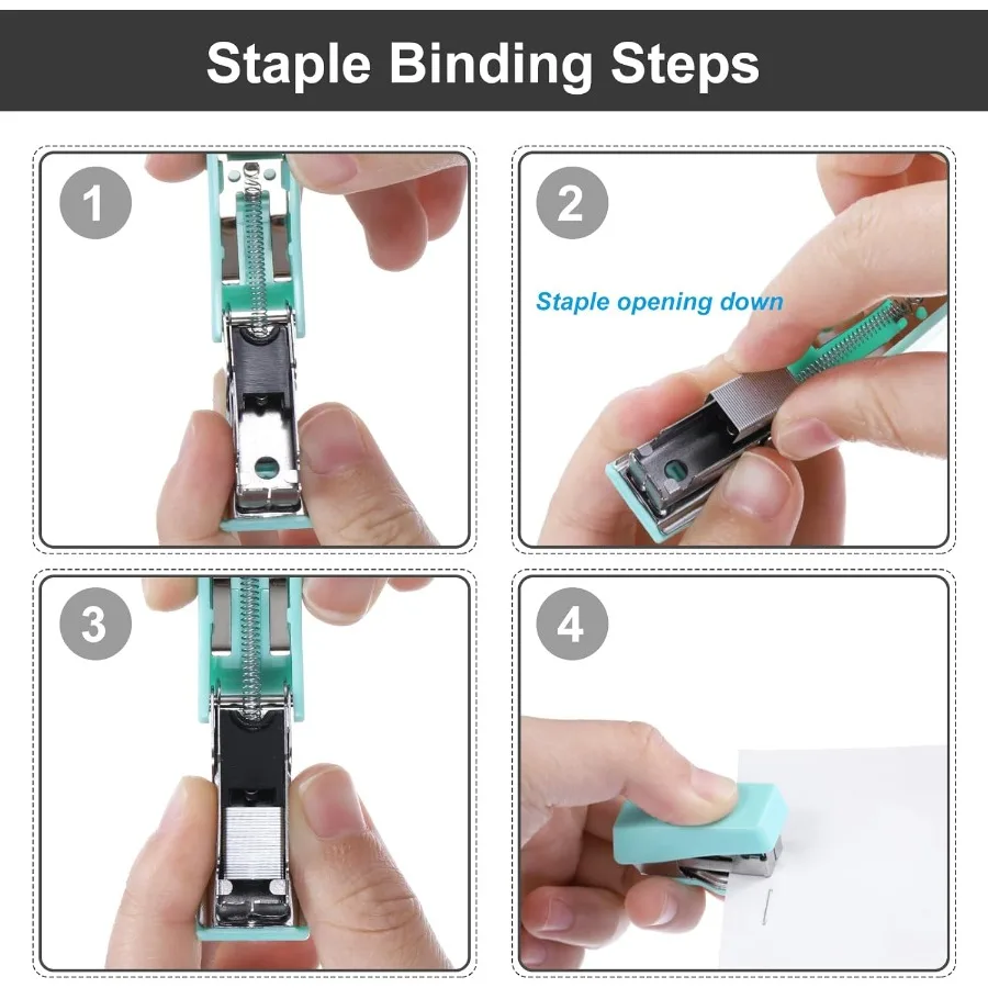 2 Pcs Mini Stapler with 800 Standard Staples Morandi Desktop Staple Set Cute Desk Office Stapler 20 Sheet Capacity for for Clas