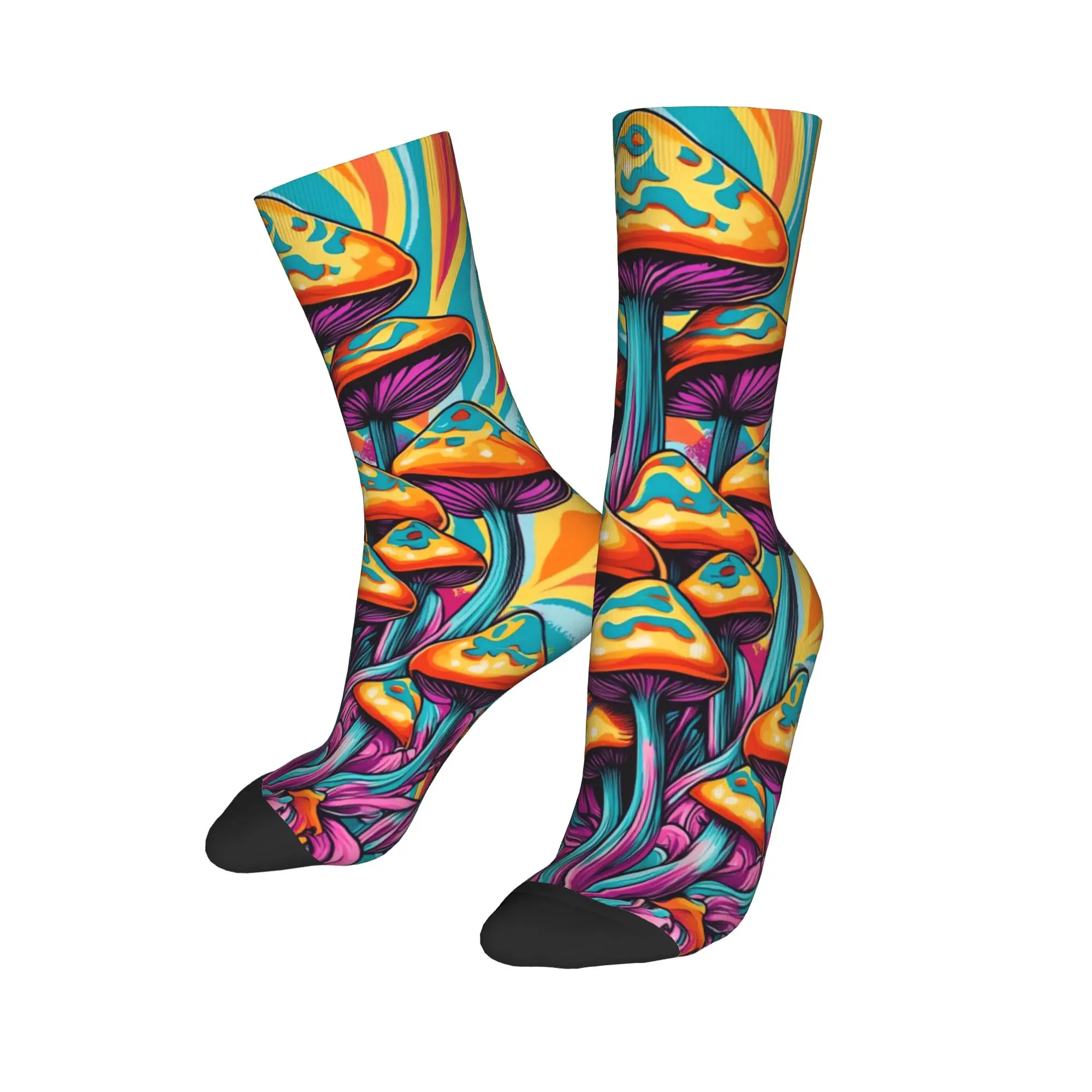 Psychedelische Regenbogen-Pilz-Socken, rutschfeste Strümpfe, Unisex, Herren, hochwertige Laufsocken, koreanische Herbst-Socken nach Maß