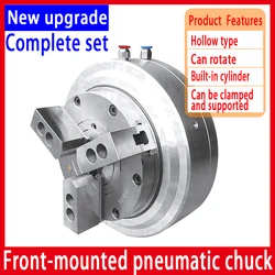 4 Inch Hollow pneumatic chuck 3 Jaw  Front type Four-axis and five-axis chuck Rotatable machine tool lathe fixture