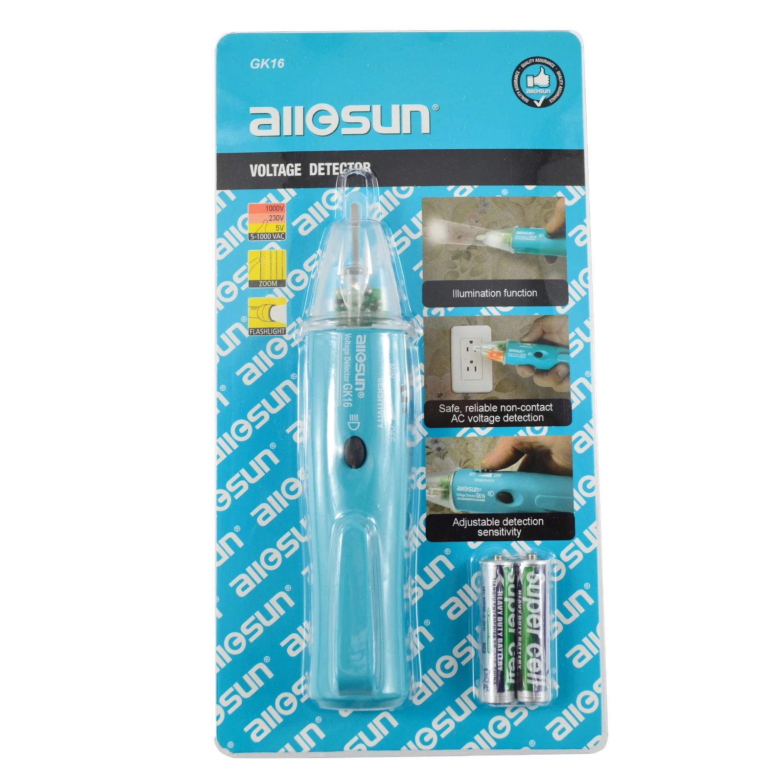 ALL SUN GK16 Non Contact Voltage Tester 5V-1000V AC Voltage Detector Pen Circuit Tester Electric Indicator Tool with Flashlight