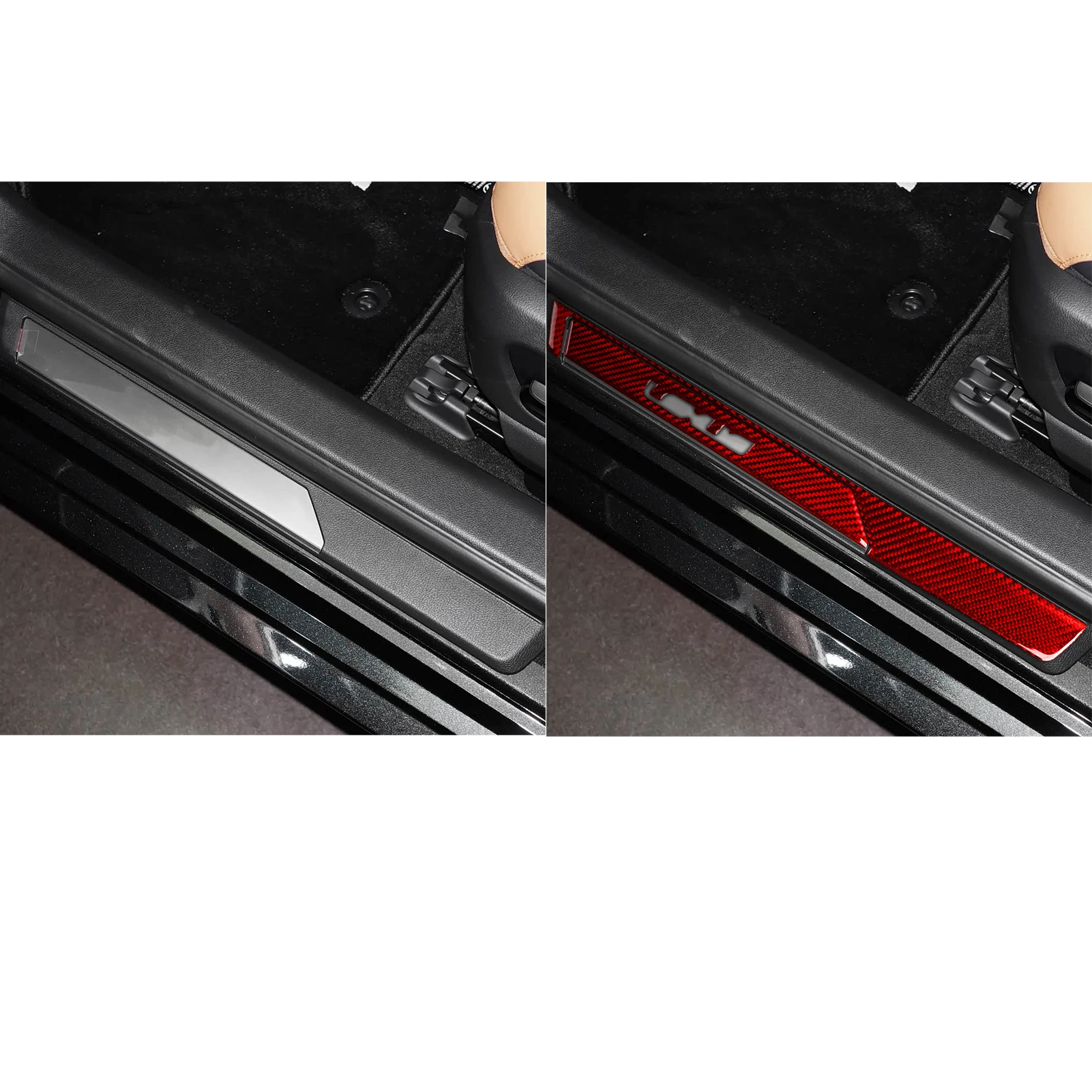 For Lexus ES200/250/260/300h/350/200 2018–2025 External Door Welcome Sill Set Trim Real Soft Carbon Fiber Accessories Stickers