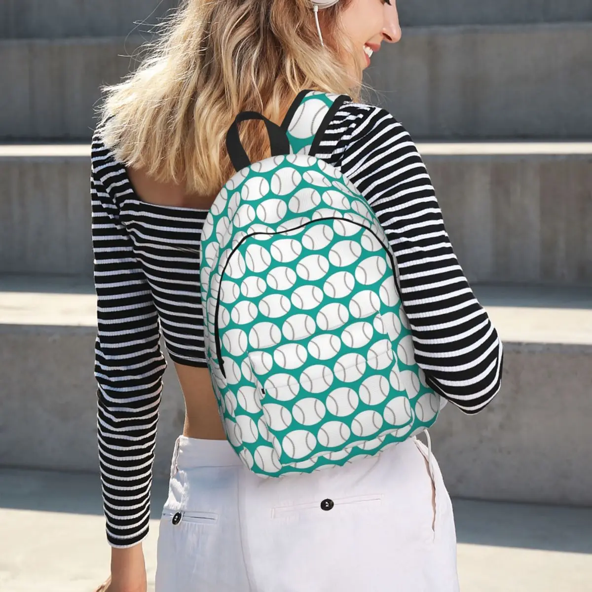Baseball Pattern Teal Backpack Hot Sale Daypack Large Capacity Boys Girls BookBag School Bag Shoulder Bags for Men Women