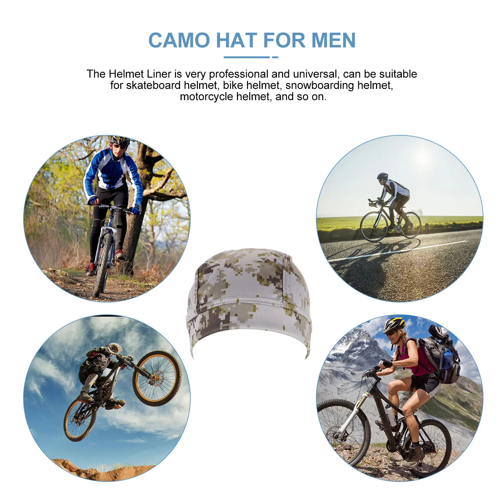 

Camouflage Brimless Hat Cushion Cycling Hats Decorate Skull Polyester Portable Liner Winter
