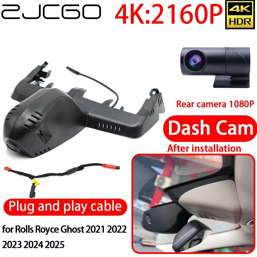 

ZJCGO 4K Car DVR Dash Cam Wifi Front Rear Sony Lens Camera 24h Monitor Recording for Rolls Royce Ghost 2021 2022 2023 2024 2025