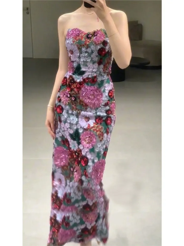 Annual Meeting Toast Dress Niche Morning Gowns Female Bride New Chinese Sequined Tube Top Fishtail