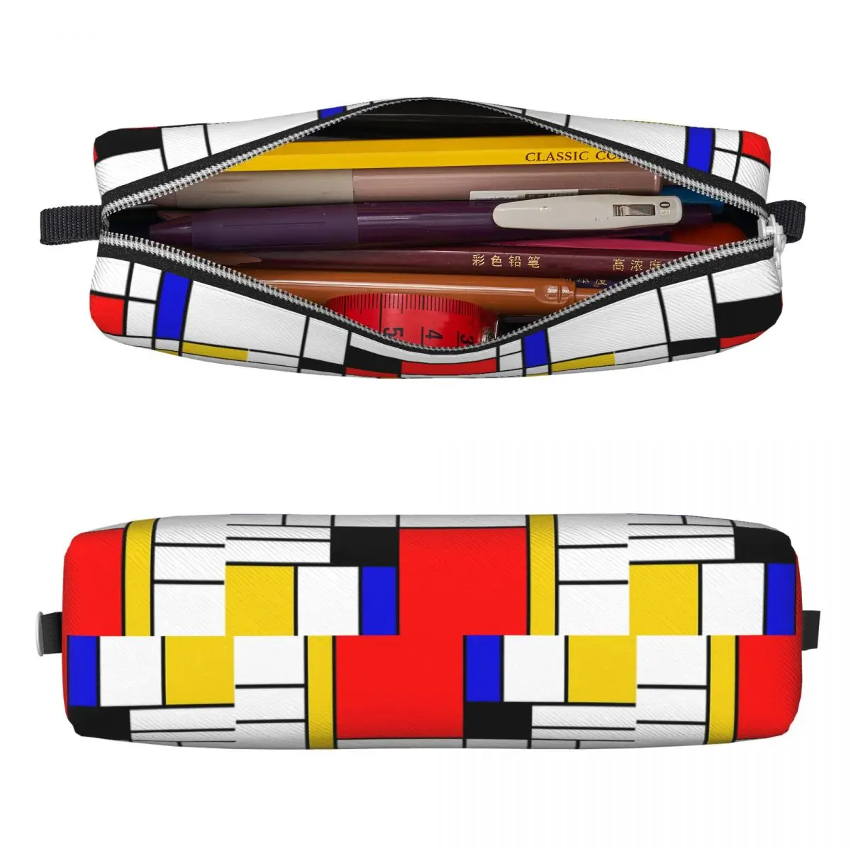 Bauhaus Mondrian Style Pencil Cases Abstract Geometric Art Pencilcases Pen Holder Large Storage Bag Students School Stationery