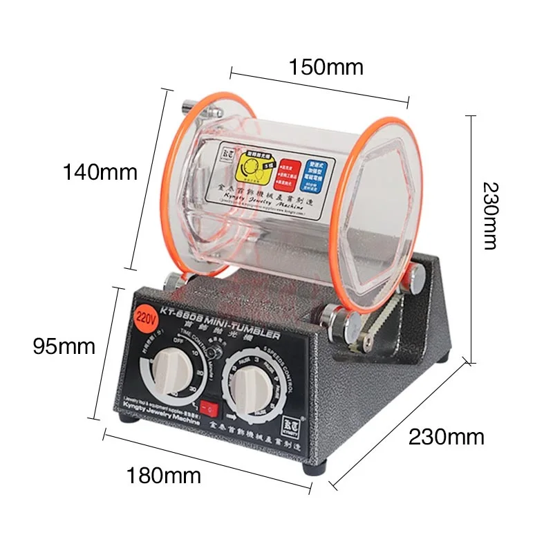 3kg Drum Polishing Machine, Rotary Tumbler for Jewelry, Stones & Metal Parts, Mini Rock Tumbler Polisher for Cleaning Deburring