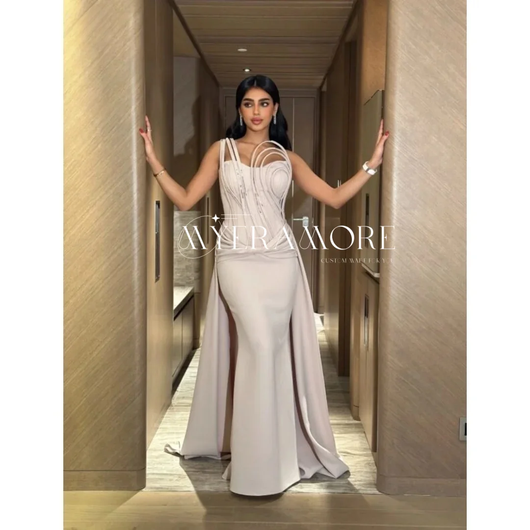 

Customized Mermaid Arabic Women Prom Dresses 2025 One Shoulder Evening Party Dress with Trailing Corset vestidos de fiesta