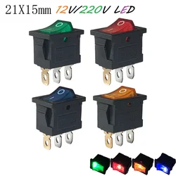 4Pcs 3Pin KCD1 Mini Rectangle Rocker Switch 21x15mm Panel 13x19mm Indication LED 12V 220V illuminated Seesaw Switch Power ON-OFF