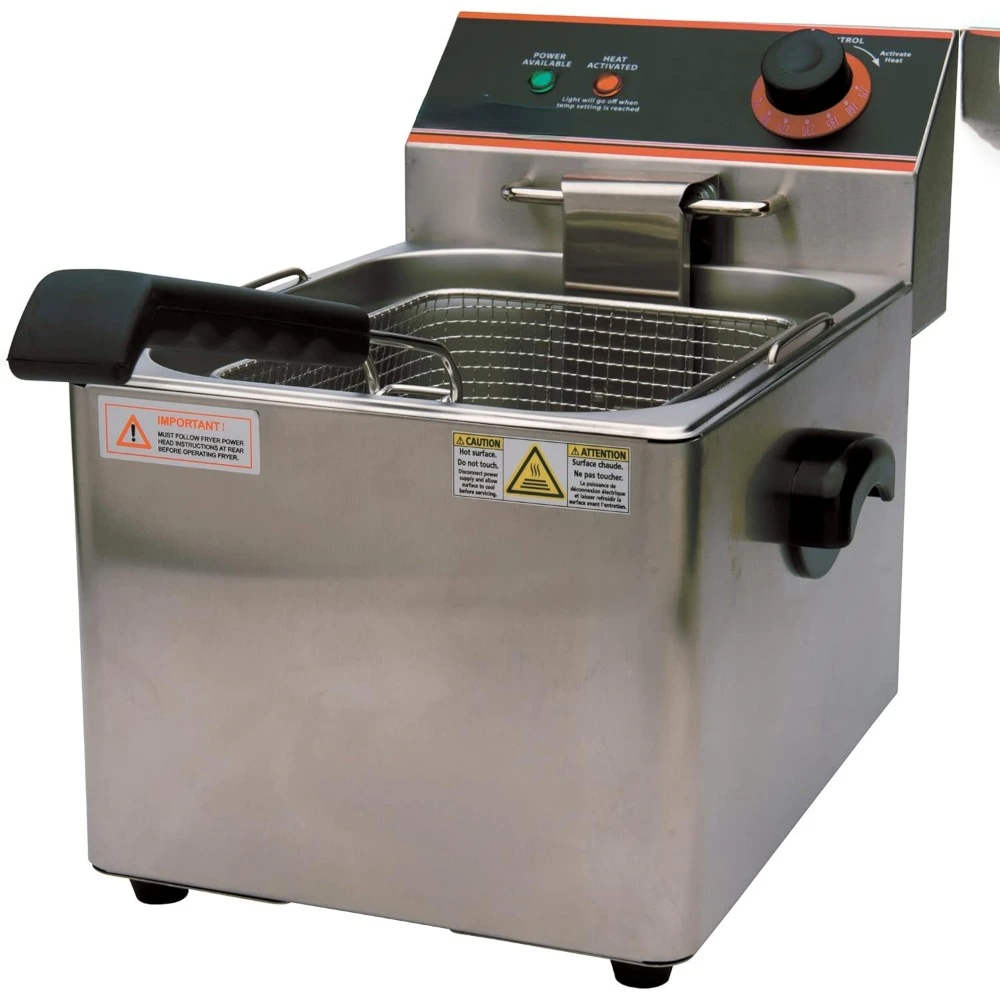 Frying household Commercial-Grade Electric Countertop Deep Fryer, Dual Well,Silver