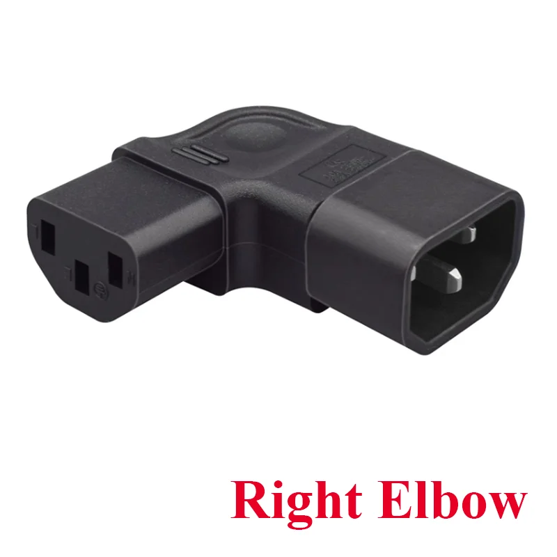أسود الزاوية اليمنى/اليسرى 10A 250 فولت IEC320 C14 ذكر إلى C13 أنثى وعاء قابس مهايئ الطاقة لتلفزيون LED جدار جبل