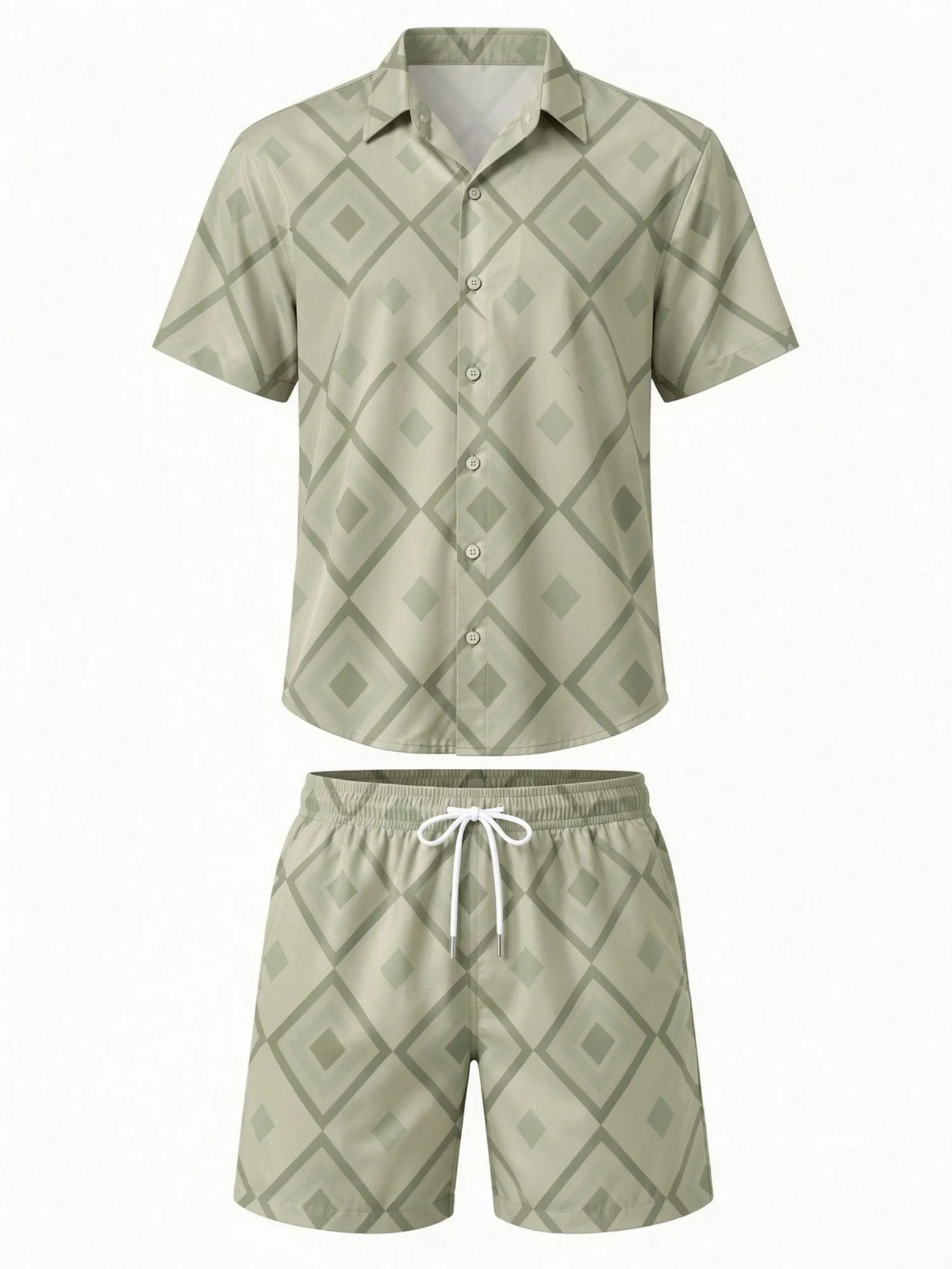 Mens Floral Short Sleeve Shirt and Drawstring Shorts Set Beach Vacation Casual Beach Two Piece Matching Resort Outfit Resortwear view 2