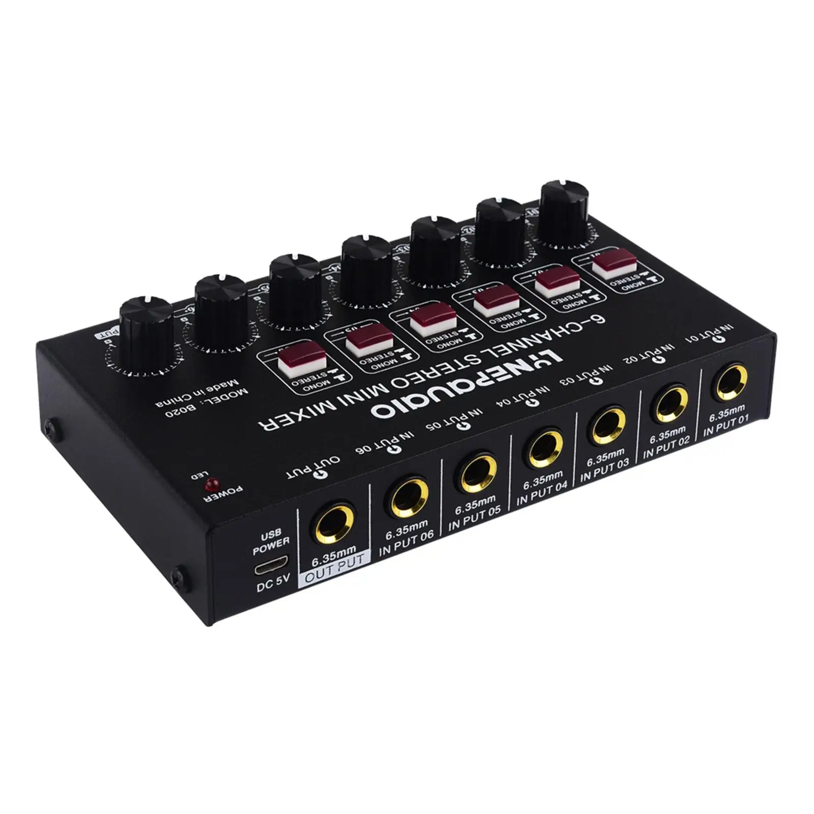 

6 Channel Audio Mixer DC 5V for Live Broadcasts Recording Studio Small Clubs