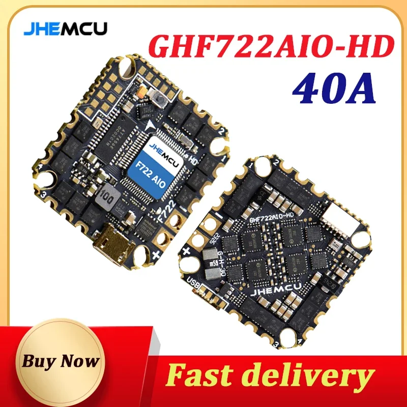 

JHEMCU GHF722AIO-HD 40A Baro OSD BlackBox 5V BEC F722 Контроллер полета BLHELIS 40A 4 в 1 ESC 2-6S для RC FPV Cinewhoop Drone