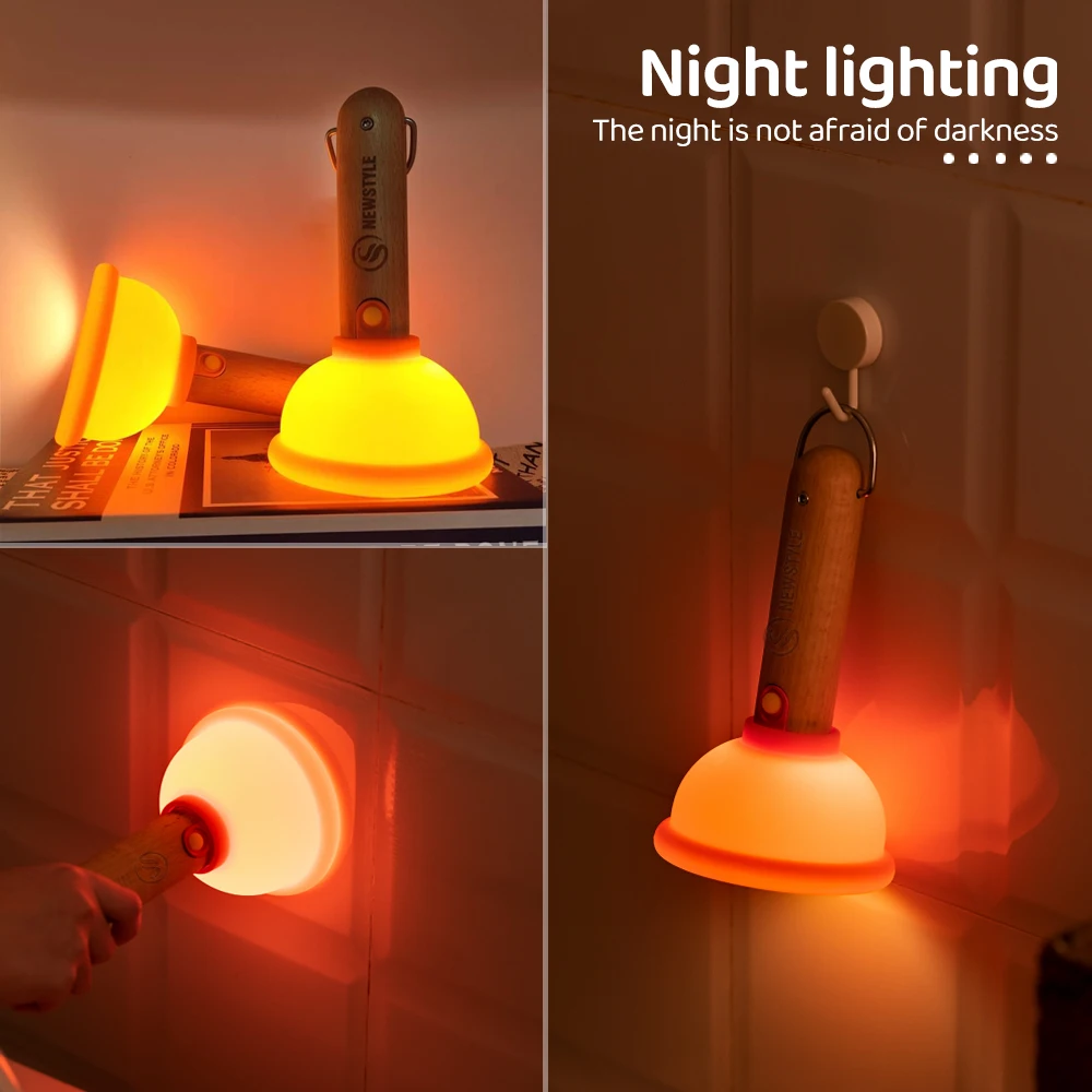 Novelty Plunger Night Light Stepless Dimming Nursery Sleeping Lamp Portable Rechargeable Table Lamp For Dining Room Bar