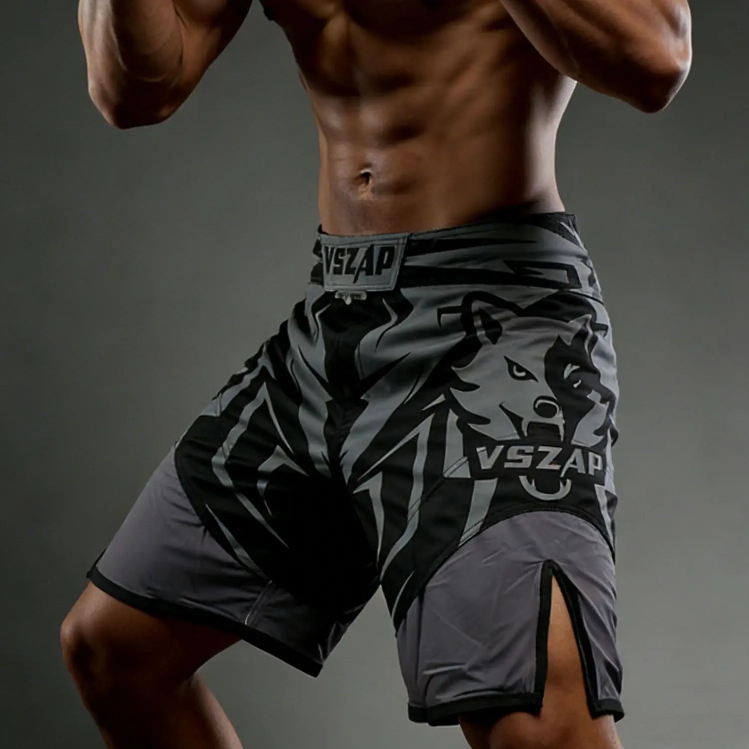 

Мужские шорты Vszap MMA для грэпплинга, джиу-джитсу, кикбоксинга, борьбы без ги, бокса, фитнеса и тренажерного зала, серые, цвет «Серый Волк»