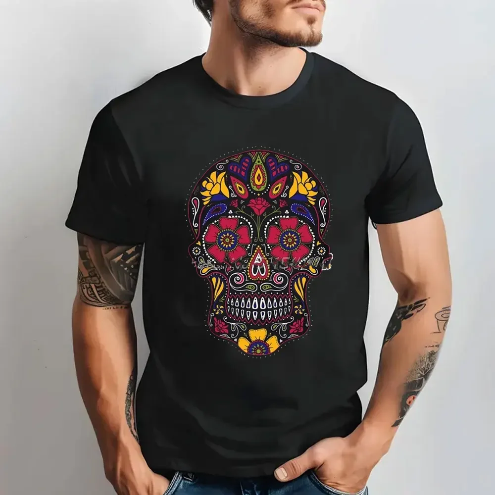 Dia De Los Muertos Day of The Dead Sugar SkullAnime Clothes Design Halloween Trick-or-treating Cotton Men T-Shirt Men Clothing