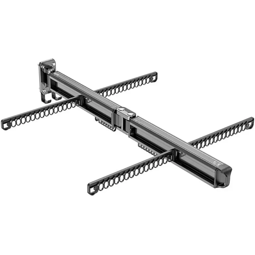 

Space-Saving Black Alloy Collapsible Clothes Drying Rack with 16+45 Hooks for Indoor or Balcony Use