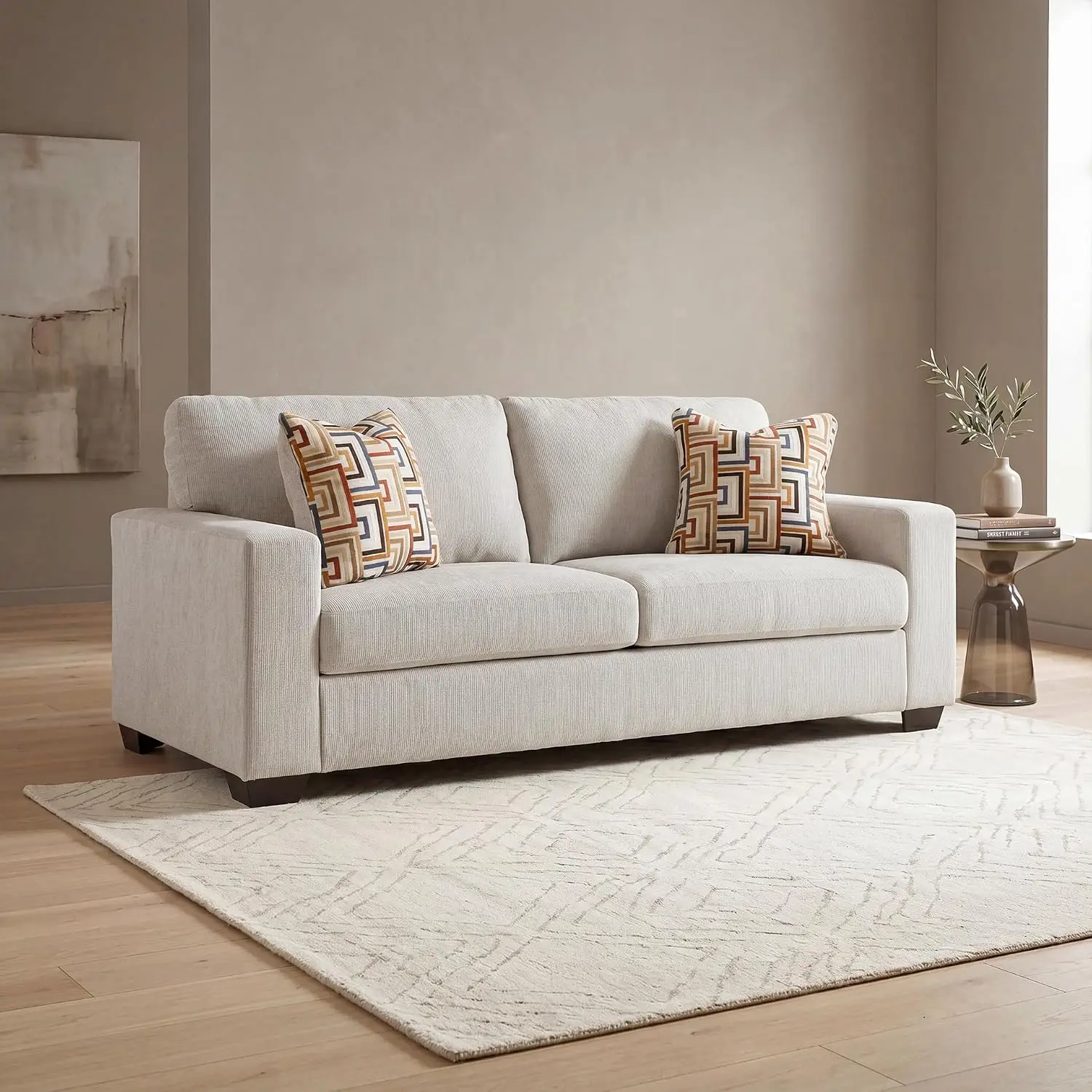 Chenille 3 Seater Track Arm Sofa Stone 85 in, Customized