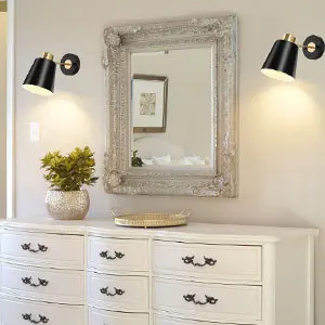 Wiring-free American retro wind rocker arm wall lamp RGB bedroom bedside study hanging wall lamp reading lamp