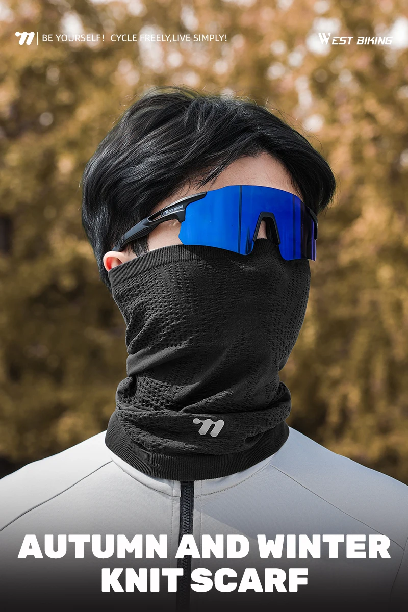 WEST BIKING Gestrickter Nackenwärmer Winddichte Gesichtsmaske Atmungsaktiver Thermoschal für Radfahren Motorradfahren Herbst Früher Winter 4 Farben – Detail 1