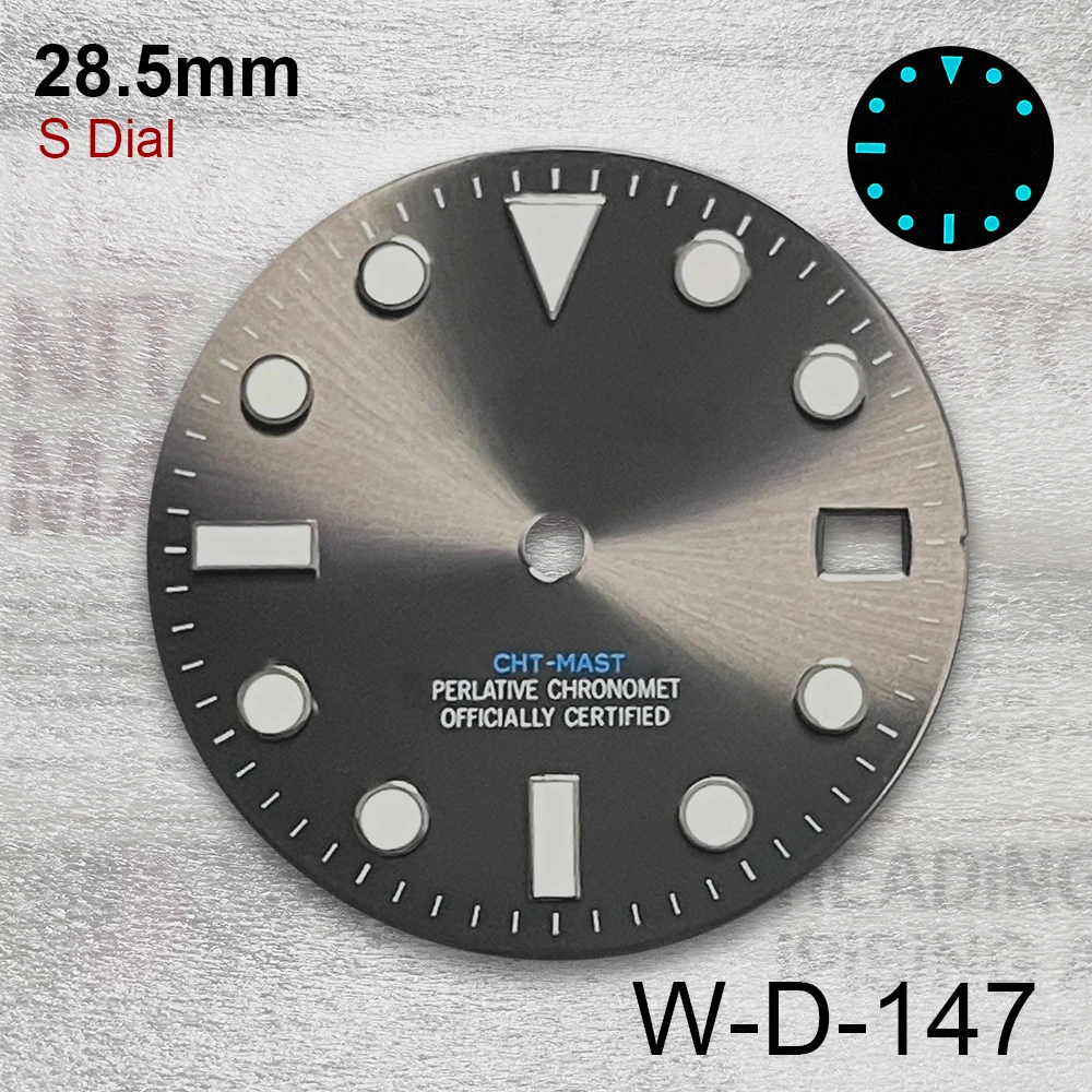 28.5mm Sunburst/Matte Diving S Dial Fit NH35/NH36/4R/7S Movement Ice Blue Luminous High-Quality Watch Modification Accessories