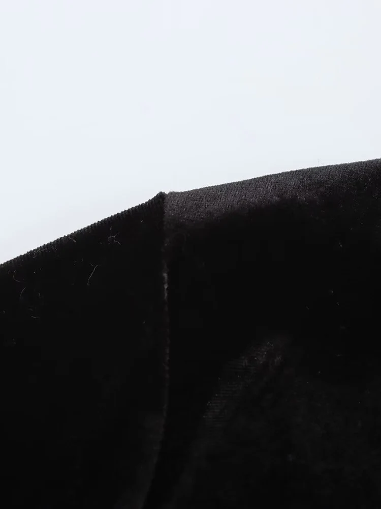 Estilo europeo nueva moda mujer todo fósforo temperamento terciopelo empalme abierto camisa de plumas de ganso pantalones